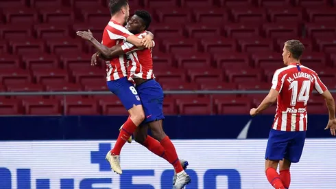 El festejo de los jugadores de Atlético de Madrid.