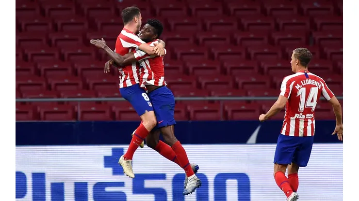 El festejo de los jugadores de Atlético de Madrid.