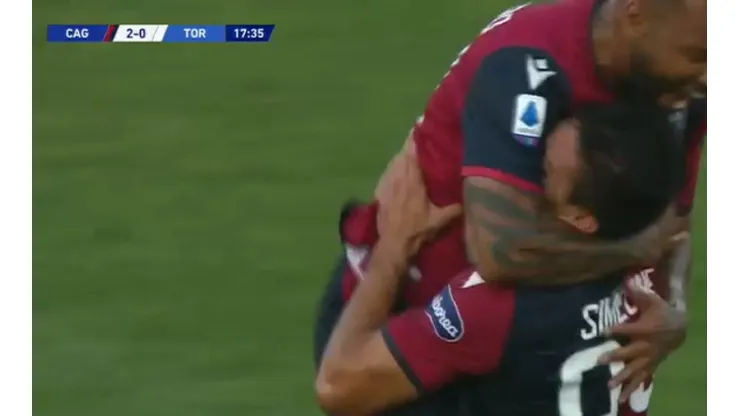El festejo de gol del artillero argentino.
