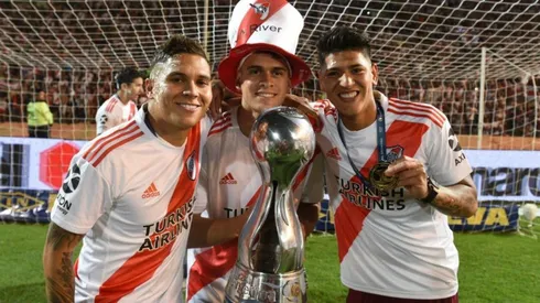Quintero, Borré y Carrascal festejando la Copa Argentina 2019.