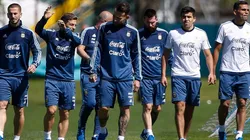 Foto de los jugadores de la Selección Argentina entrenando.
