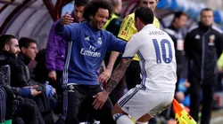 Marcelo y James Rodríguez, juntos en el Real Madrid.