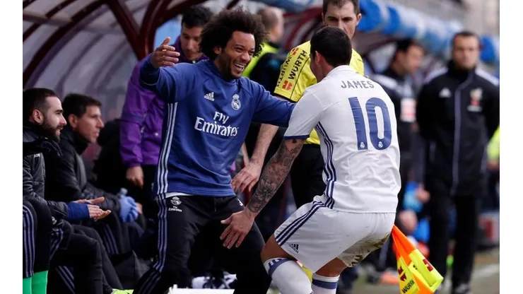 Marcelo y James Rodríguez, juntos en el Real Madrid.