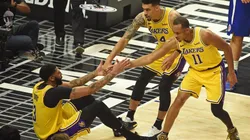 Avery Bradley, Anthony Davis y Danny Green (Getty)