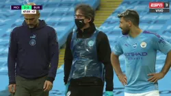 Así se retiró lesionado Sergio Agüero.