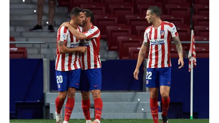 El festejo de los jugadores de Atlético de Madrid.