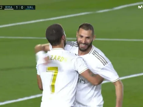 Apareció la dupla Hazard-Benzema para que Real Madrid haga el 1-0