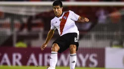 Luciano Lollo durante un partido de River.
