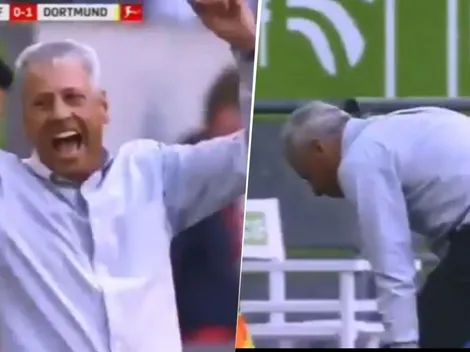 No podemos más: el DT del Dortmund se lesionó festejando el gol de Haaland