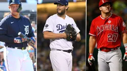 Miguel Cabrera, Clayton Kershaw y Mike Trout. Foto: Getty Images.