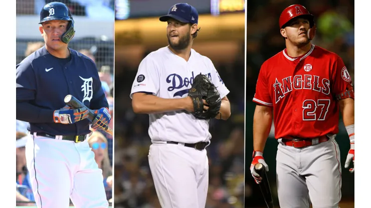 Miguel Cabrera, Clayton Kershaw y Mike Trout. Foto: Getty Images.