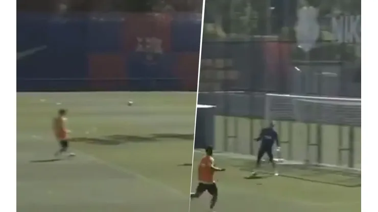 Messi estuvo a un travesaño de emular su gol al Betis en un entrenamiento