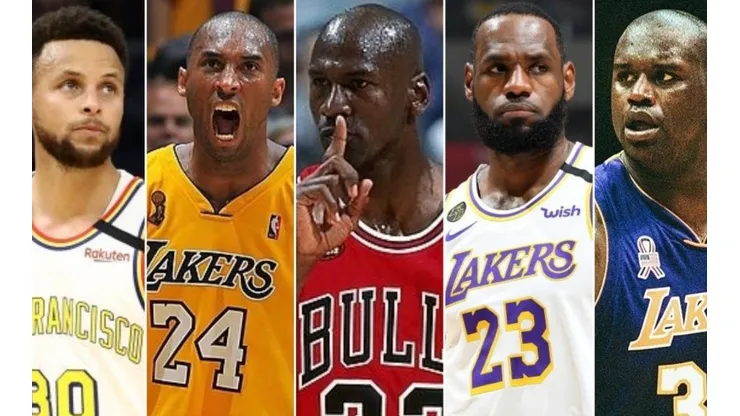 Curry, Bryant, Jordan, James y O'neal. Foto: Getty Images.