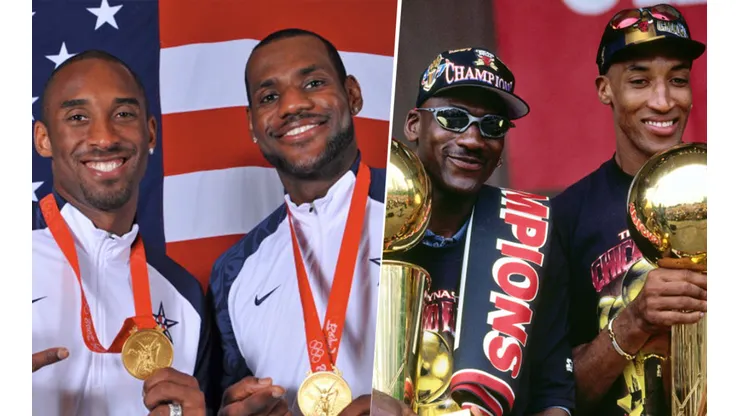 Kobe Bryant, LeBron James, Michael Jordan y Scottie Pippen. Foto: Getty Images