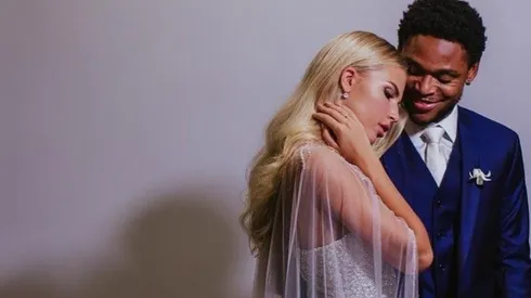 Luiz Adriano junto a Ekaterina Dorozhko.