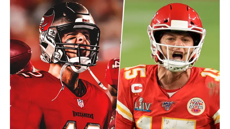 Tom Brady y Patrick Mahomes. Foto: Getty.