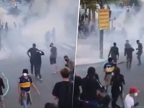 Francia: apareció un hincha de Boca enfrentándose con la policía