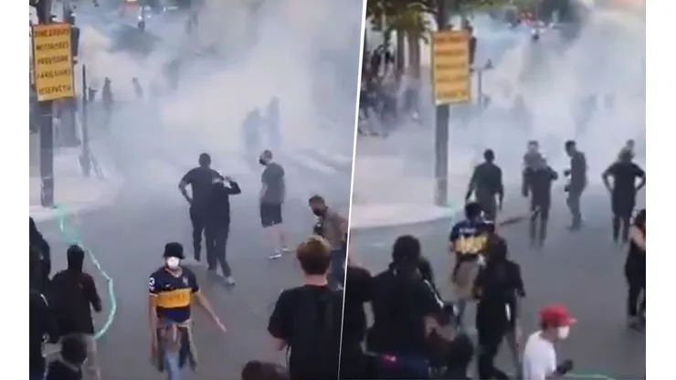 Francia: apareció un hincha de Boca enfrentándose con la policía