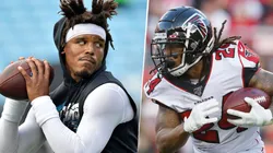 Cam Newton y Devonta Freeman. Foto: Getty.