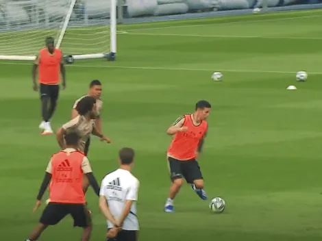 Paredes, tacos y buen pie: James se luce en entrenamiento del Real Madrid