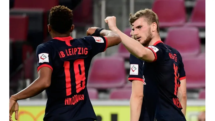 El festejo de los jugadores de Leipzig.