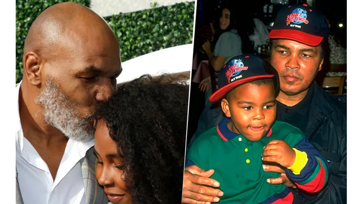 Mike Tyson y Muhammad Alí con unos de sus hijos. Foto: Getty.