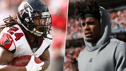 Devonta Freeman y Cam Newton. Foto: Getty.