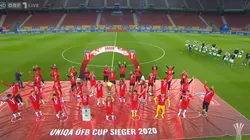 La celebración de los jugadores campeones.