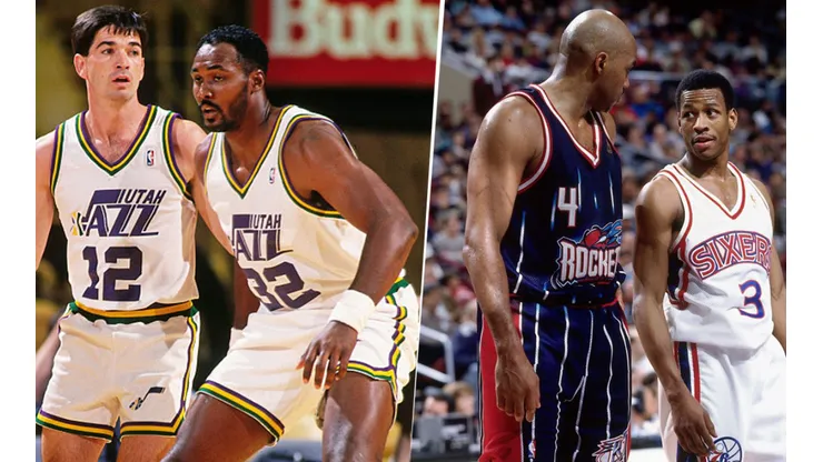 Stockton, Malone Barkley y Iverson. Foto: Getty.