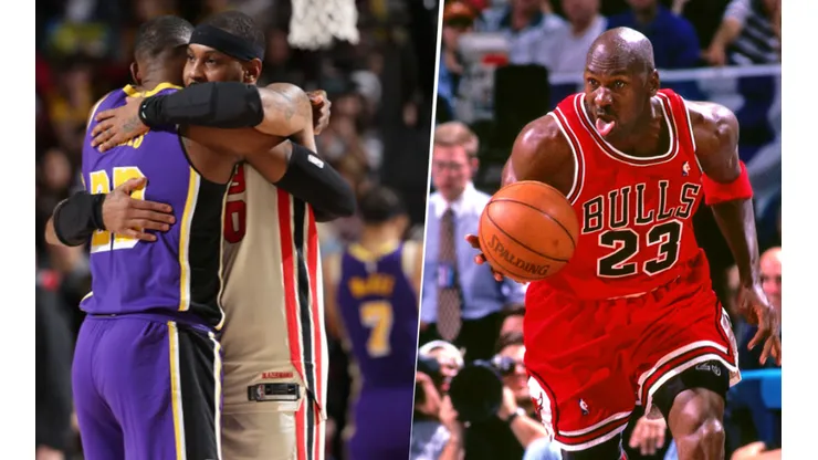 LeBron James, Carmelo Anthony y Michael Jordan. Foto: Getty.