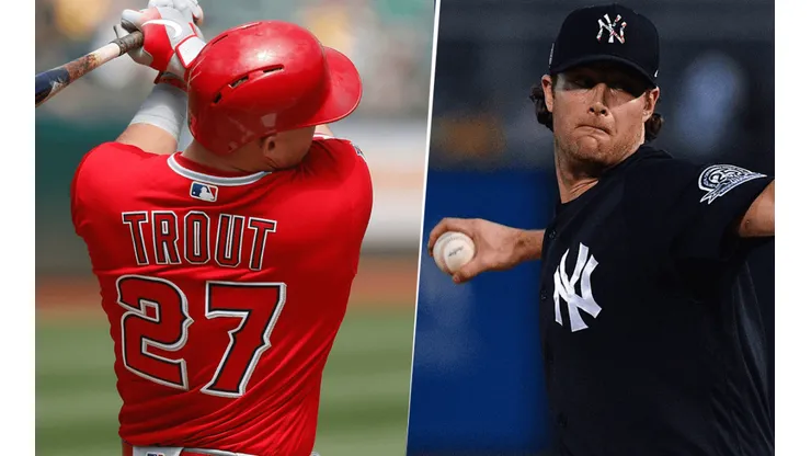 Mike Trout y Gerrit Cole. Foto: Getty.