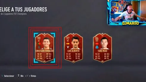El momento en que DjMariio saca a CR7 en recompensas de FUT Champions a un usuario Plata 1.