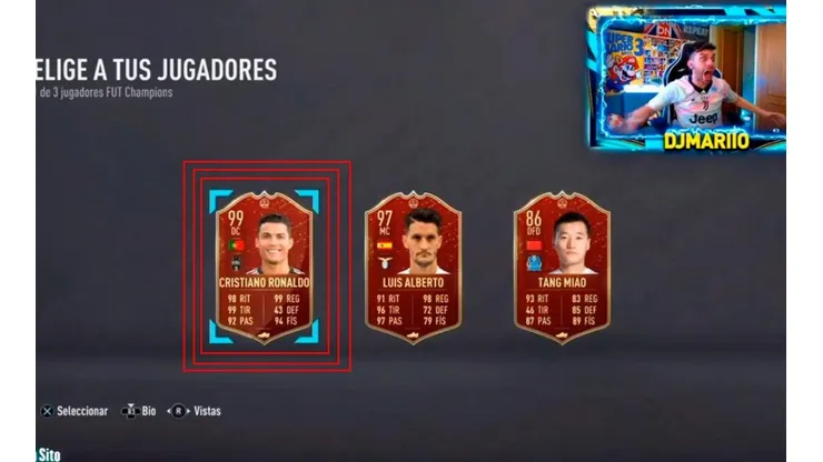 El momento en que DjMariio saca a CR7 en recompensas de FUT Champions a un usuario Plata 1.
