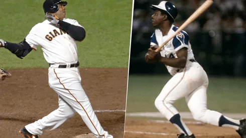 Barry Bonds y Hank Aaron. Foto: Getty.