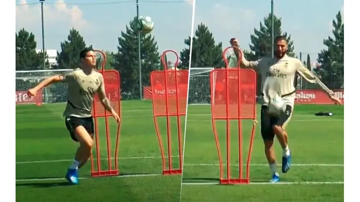 ¿James o Benzema? así fue el duelo de voleas en el entrenamiento del Madrid
