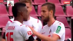 El festejo de Jhon Córdoba por un nuevo gol con el Colonia en la Bundesliga.