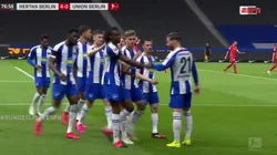 El festejo de los jugadores de Hertha Berlín.