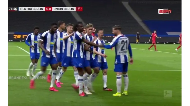 El festejo de los jugadores de Hertha Berlín.