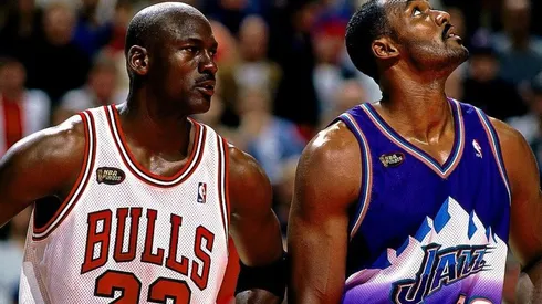 Michael Jordan y Karl Malone. Foto: Getty.