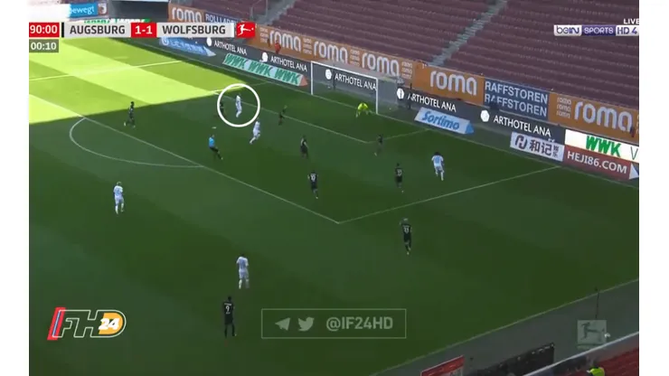 Wolfsburg le ganó, en el minuto 90, a Augsburg en la Bundesliga