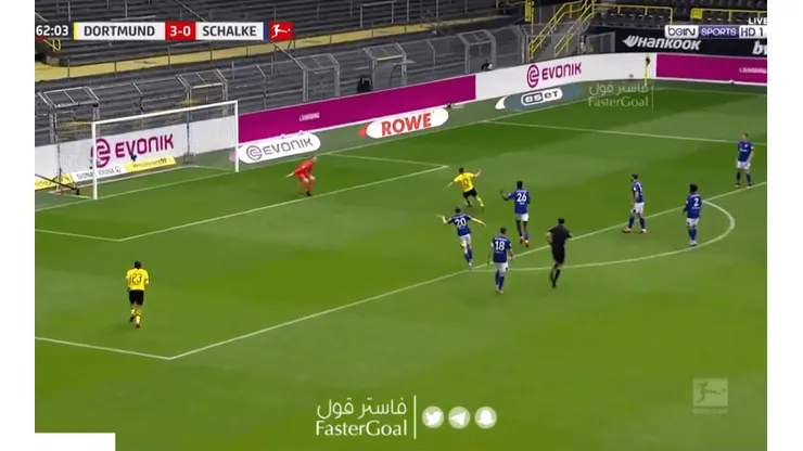 Guerreiro tiró una pared con Haaland y definió tan bien que ni gritó el 4-0