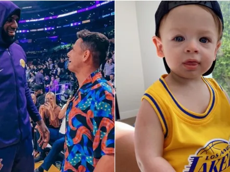 El hijo de Chicharito se lució con la playera de LeBron James