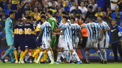 Foto de los jugadores de Boca contra Racing.