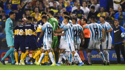 Foto de los jugadores de Boca contra Racing.