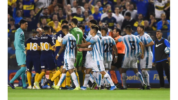 Foto de los jugadores de Boca contra Racing.