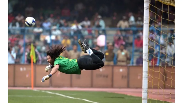 René Higuita, haciendo el escorpión.