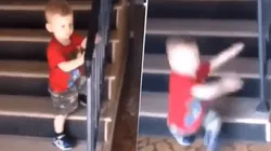 Video viral: este pobre niño no pudo ganarle a las escaleras diabólicas