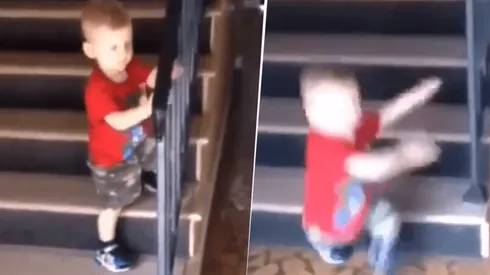 Video viral: este pobre niño no pudo ganarle a las escaleras diabólicas