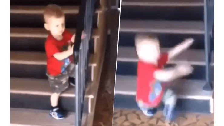Video viral: este pobre niño no pudo ganarle a las escaleras diabólicas