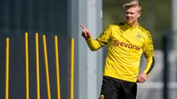 Erling Haaland entrenando en Borussia Dortmund.